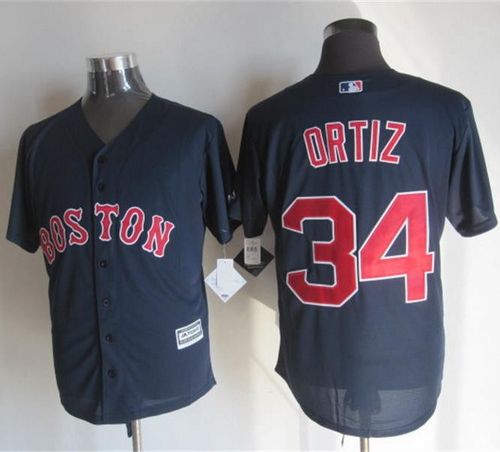 Red Sox #34 David Ortiz Navy Blue New Cool Base Stitched MLB Jersey - Click Image to Close